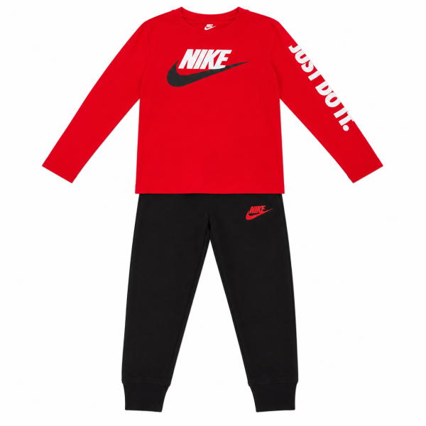 Conjunto Polera Manga Larga Roja Y Buzo Negro