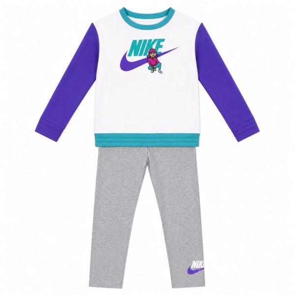 Conjunto Polera Manga Larga Blanca Y Azul Cobalto Buzo Gris