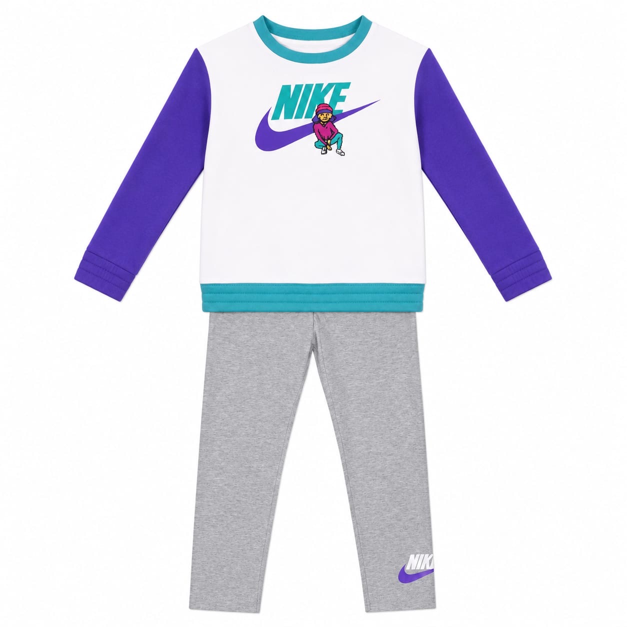 Conjunto azul cobalto y gris nike Conjunto Polera Manga Larga Blanca Y Azul Cobalto Buzo Gris - Imagen 1