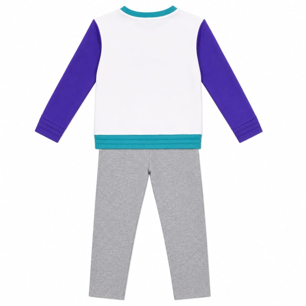 Conjunto Polera Manga Larga Blanca Y Azul Cobalto Buzo Gris - Imagen 2