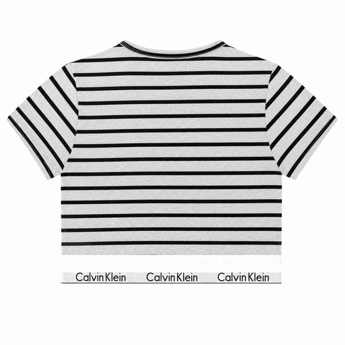 Croptop Gris Gaspeado Con Rayas Horizontales Negras - Imagen 2