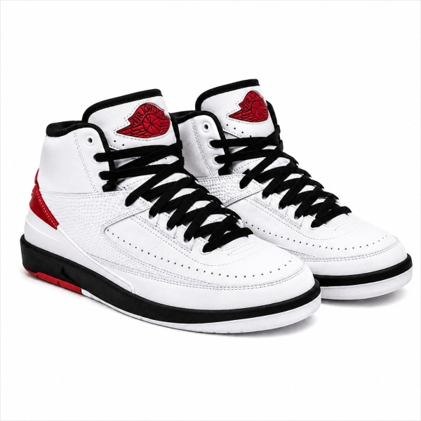 Zapatilla Deportiva Blanca De Caña Alta Y Detalles Rojo-Negro