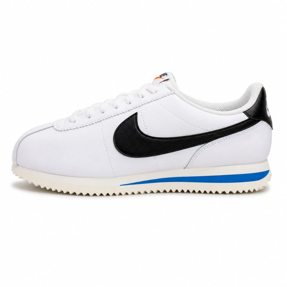 Zapatilla Deportiva Blanca Con Logo Negro Y Detalles Azul - Imagen 3