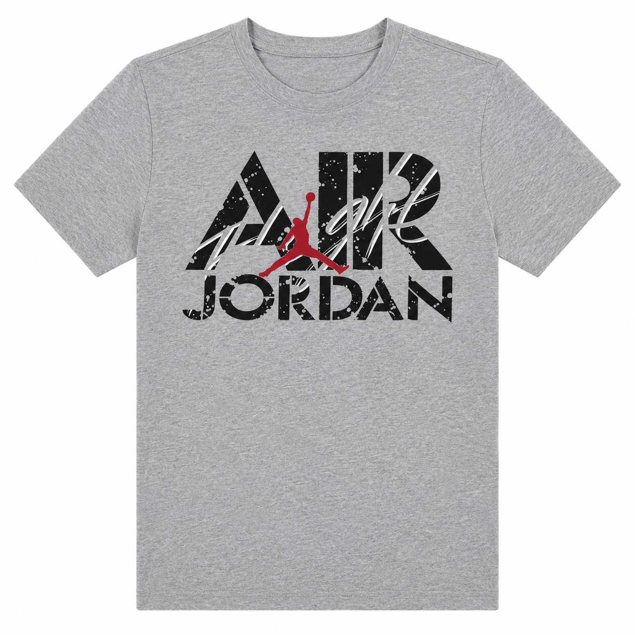 POLERA AIR JORDAN GRIS NEGRO Polera Grey Heather / Black & Red Logo Air - Imagen 1