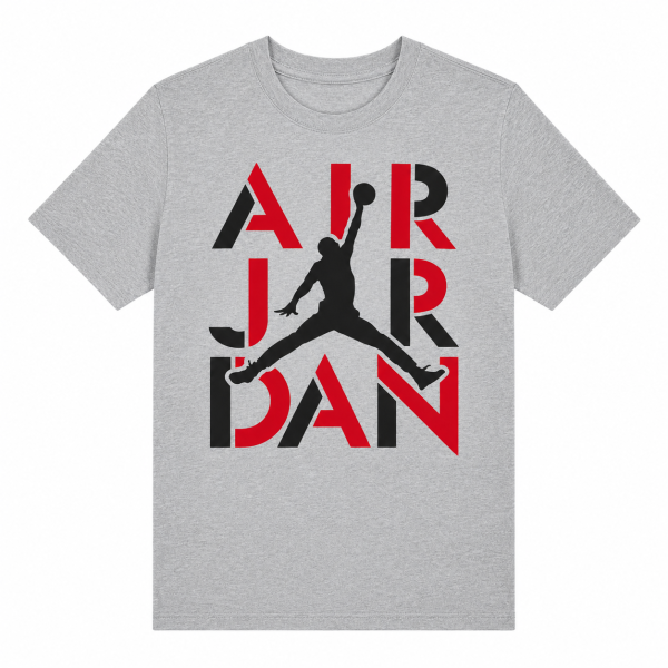Polera Grey Heather / Red & Black Logo Precortado
