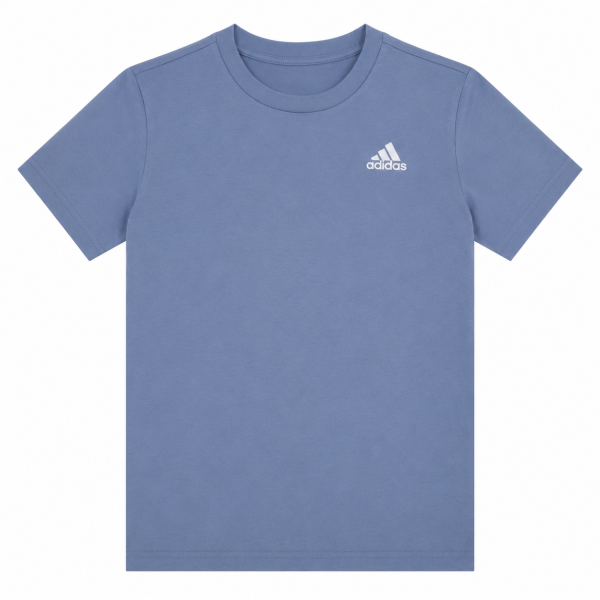 Polera Celeste Jaspeada Con Logo Clasico Blanco