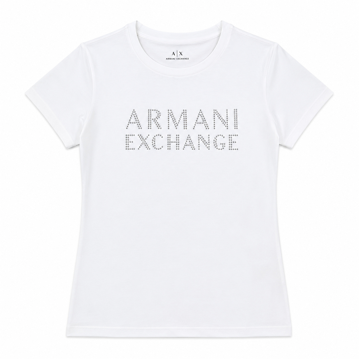 Polera Armani Exchange Blanca Polera Blanca Con Logo De Strass - Imagen 1