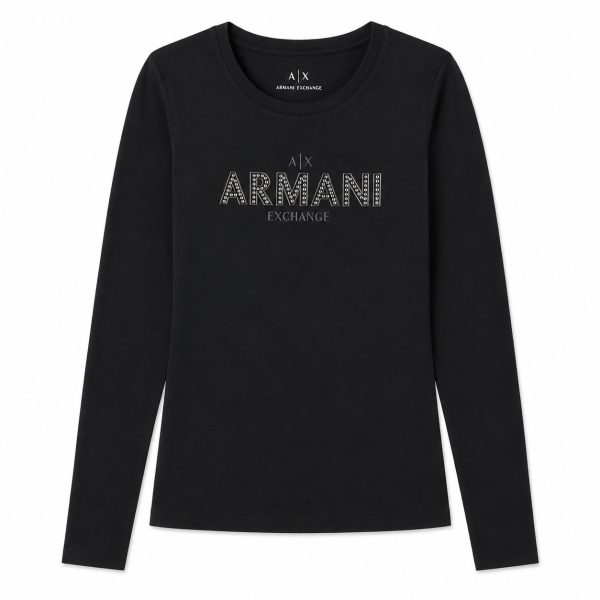 Polera Manga Larga Negra Con Logo Central De Brillos