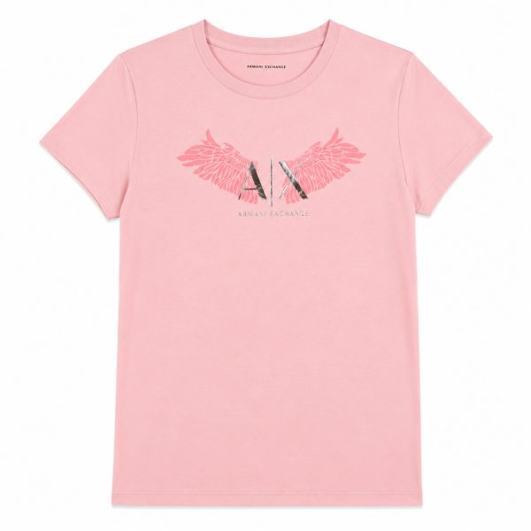 Polera Rosada Con Estampado De Alas