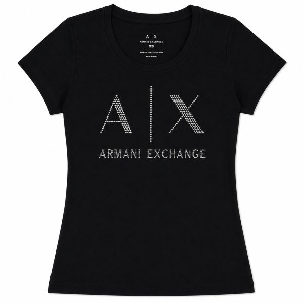 Polera Negra Con Logo De Strass