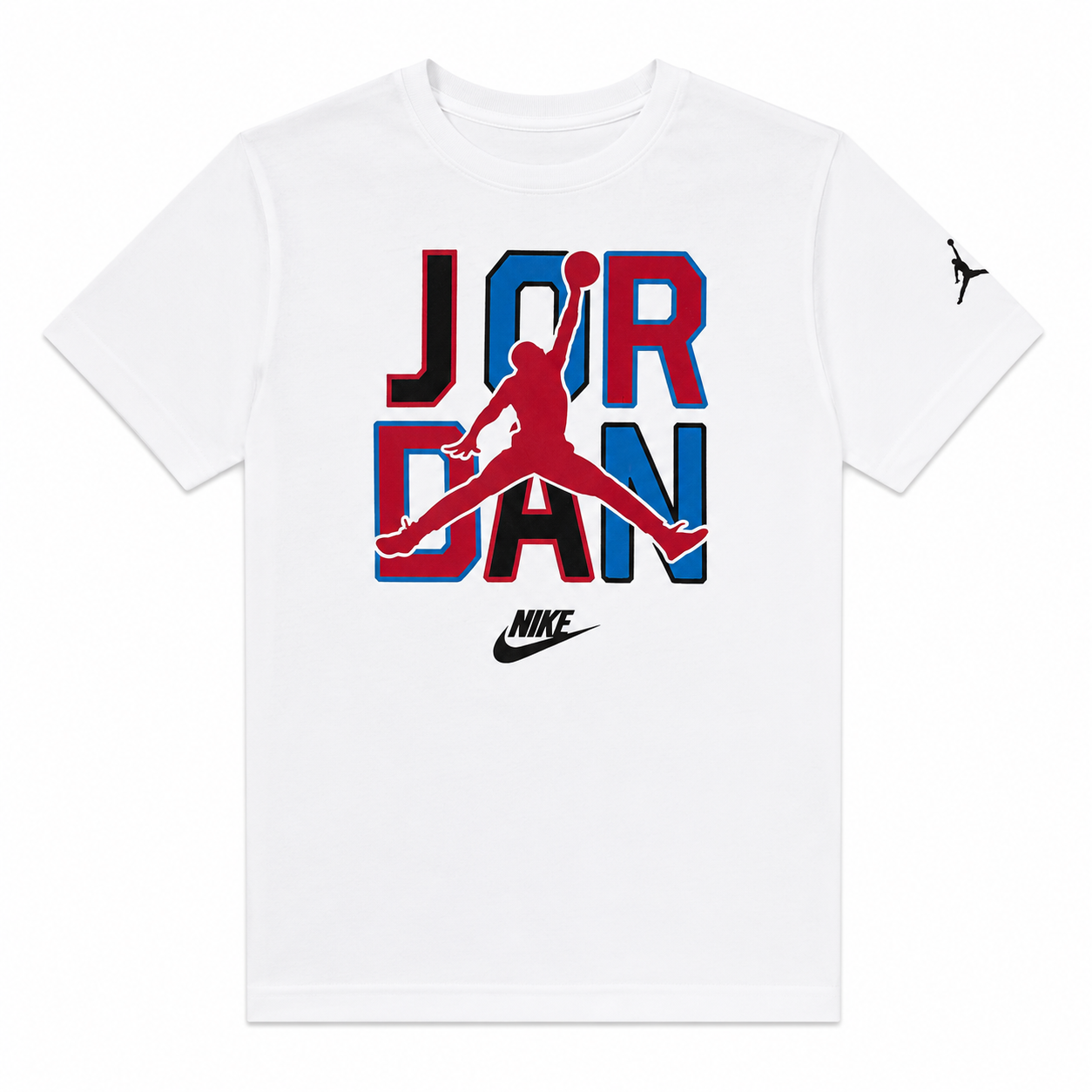 Polera Blanca Con Jordan multicolor Polera Blanca Con Logo En Letras Multicolores - Imagen 1