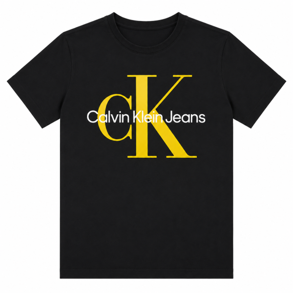 Polera Negra Con Logo Clasico Amarillo Y Letra Blancas