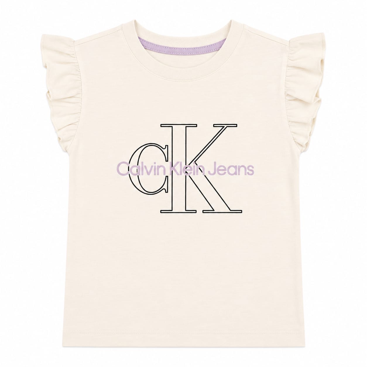Polera Calvin Klein Polera Crema Con Vuelos - Imagen 1