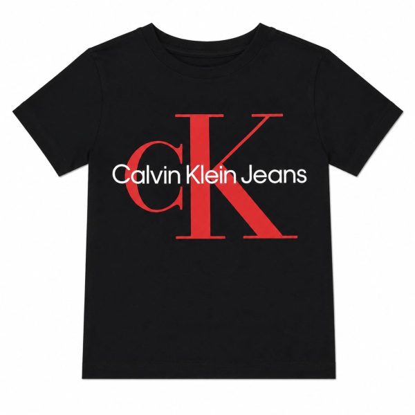 Polera Negra Con Logo Central Rojo-Blanco