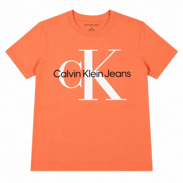 Polera Naranja Con Logo Frontal Blanco-Negro