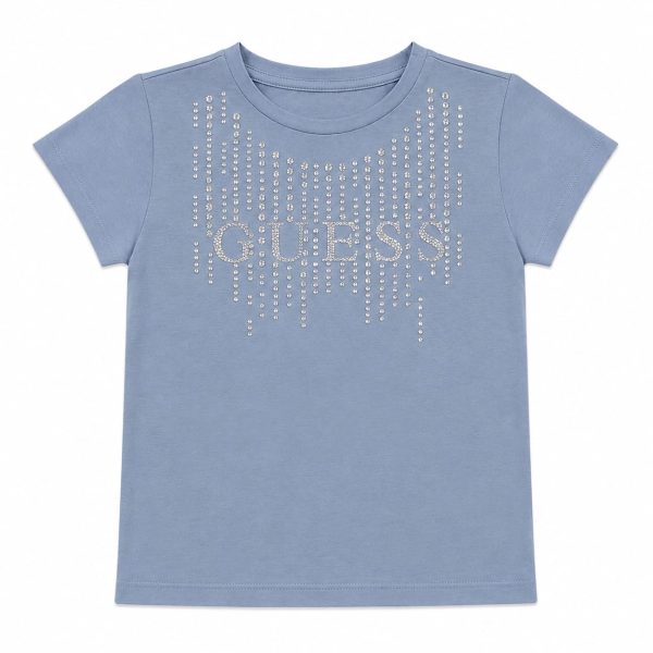 Polera Azul Desgastado Con Brillos Frontal