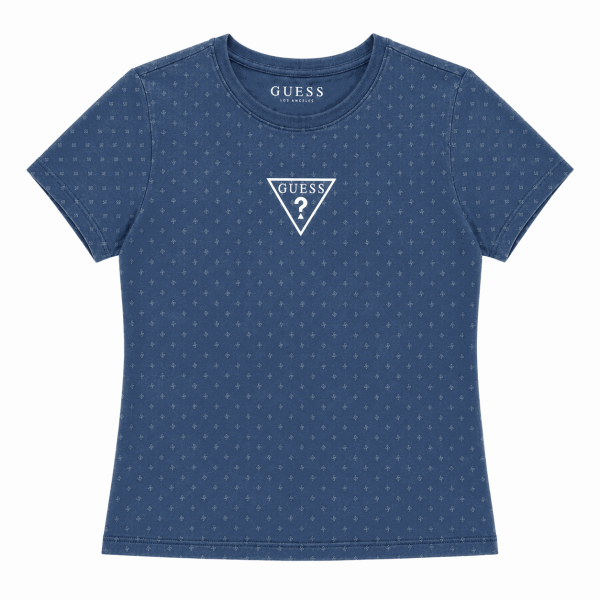 Polera Azul Con Diseño De Puntos Y Mini Triangulo