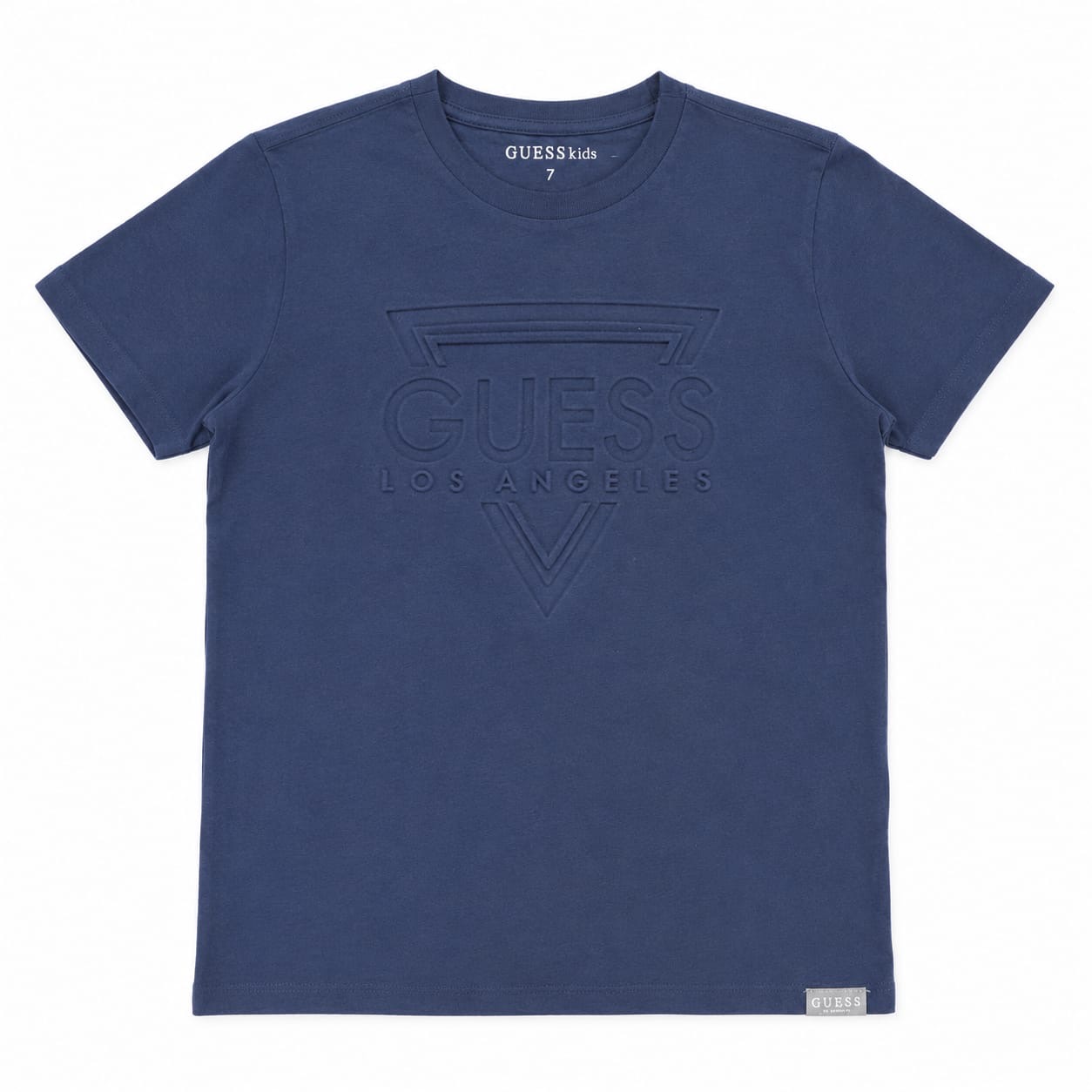 Polera Guess Azul Con Relieve Polera Azul Con Logo En Relieve - Imagen 1