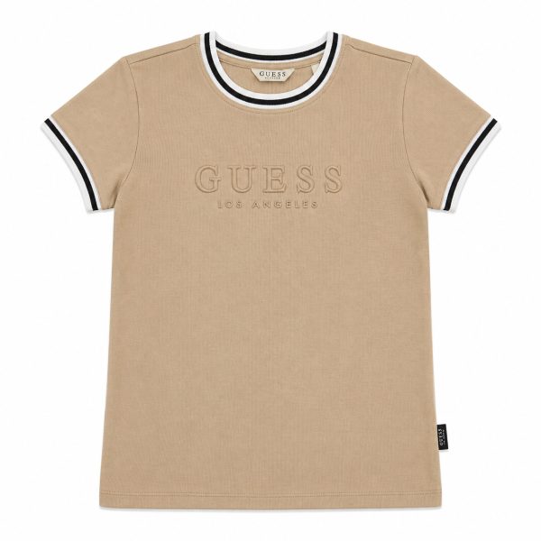 Polera Beige Con Detalles Negros Y Blancos