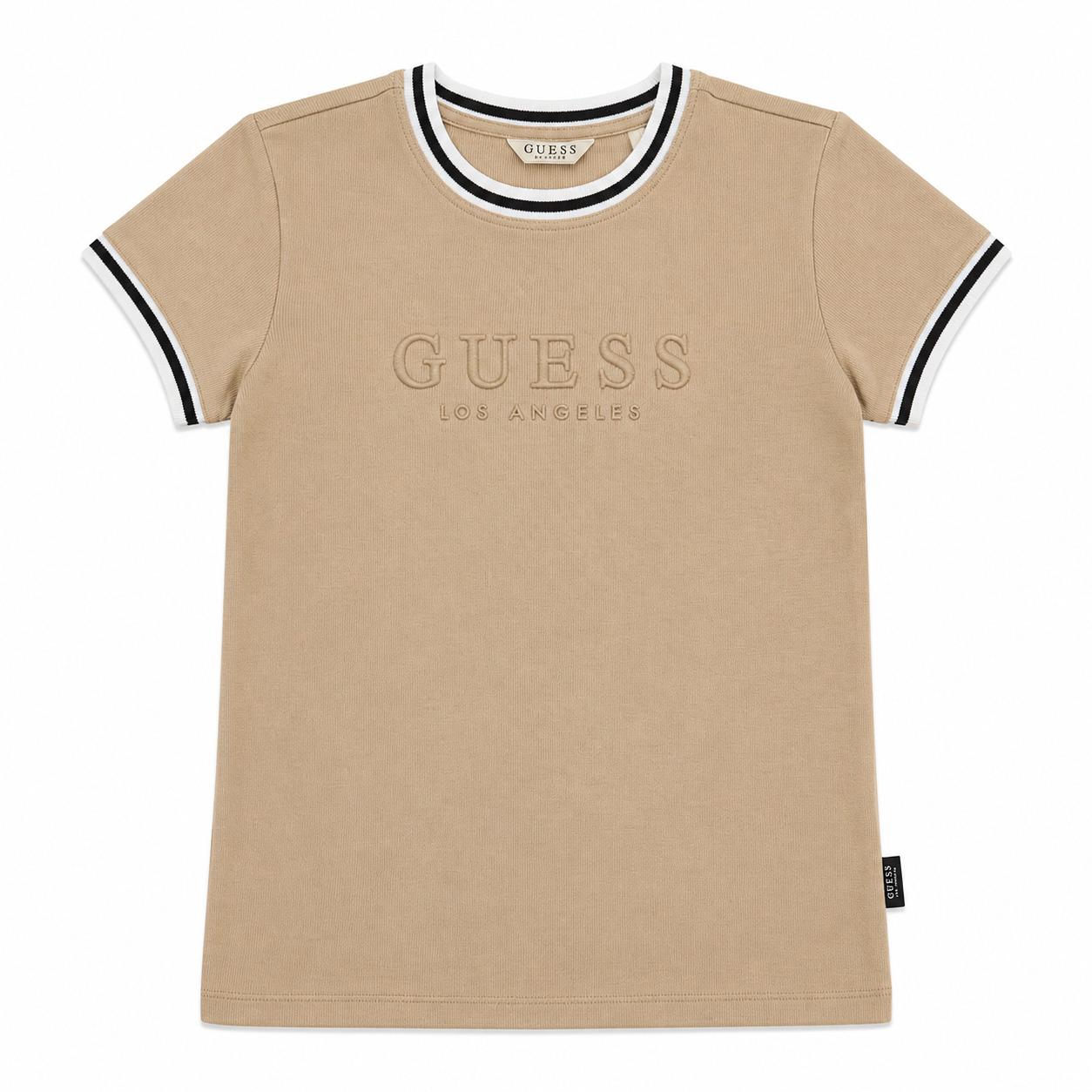 Polera Guess Beige Polera Beige Con Detalles Negros Y Blancos - Imagen 1