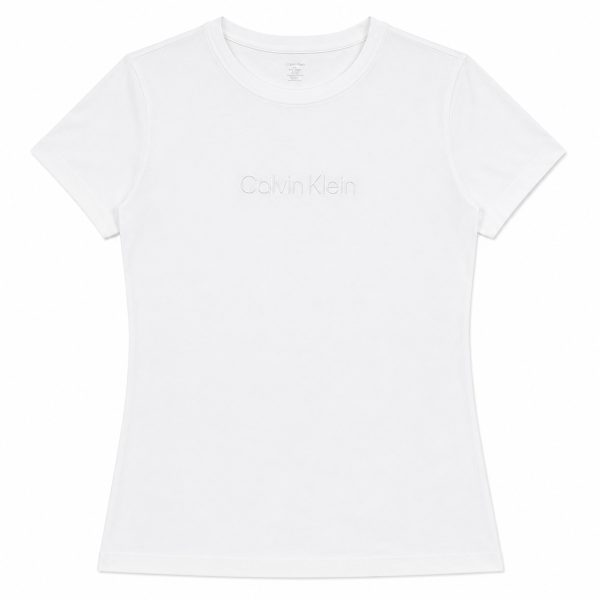 Polera Blanca Con Logo Central Bordado