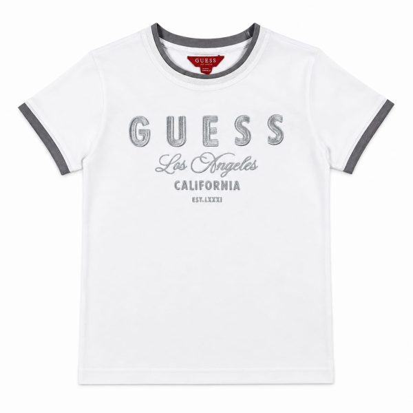 Polera Blanca Con Detalles Gris