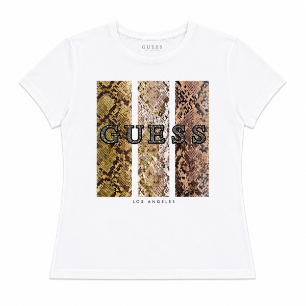 Polera Blanca Con Animal Print Y Pedrería