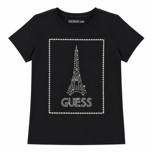 Polera Negra Con Torre Eiffel De Brillos