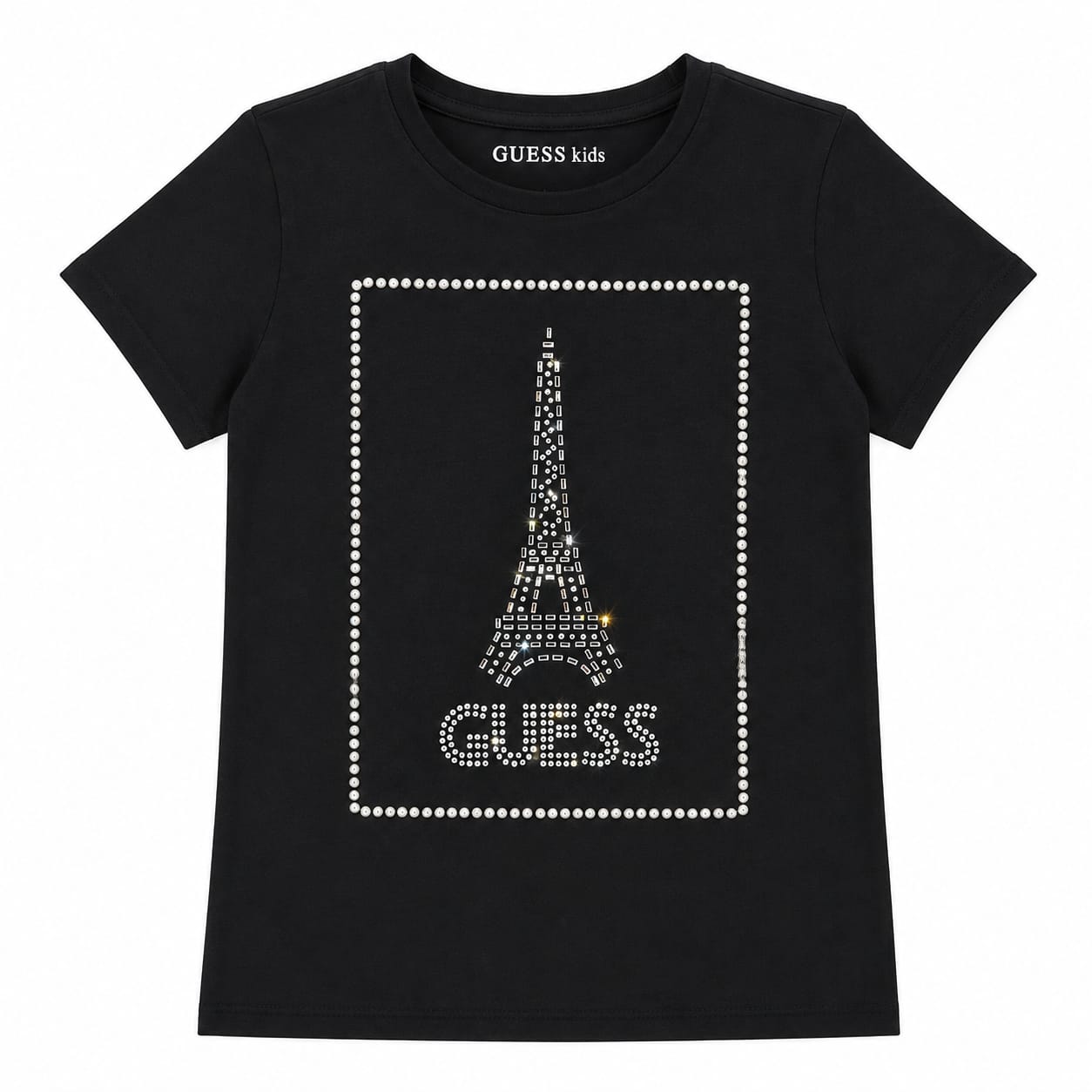 Polera Guess Con Brillos Polera Negra Con Torre Eiffel De Brillos - Imagen 1