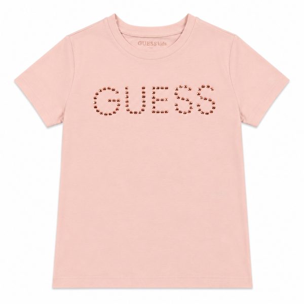 Polera Rosa Con Logo Frontal De Brillos En Forma De Corazón