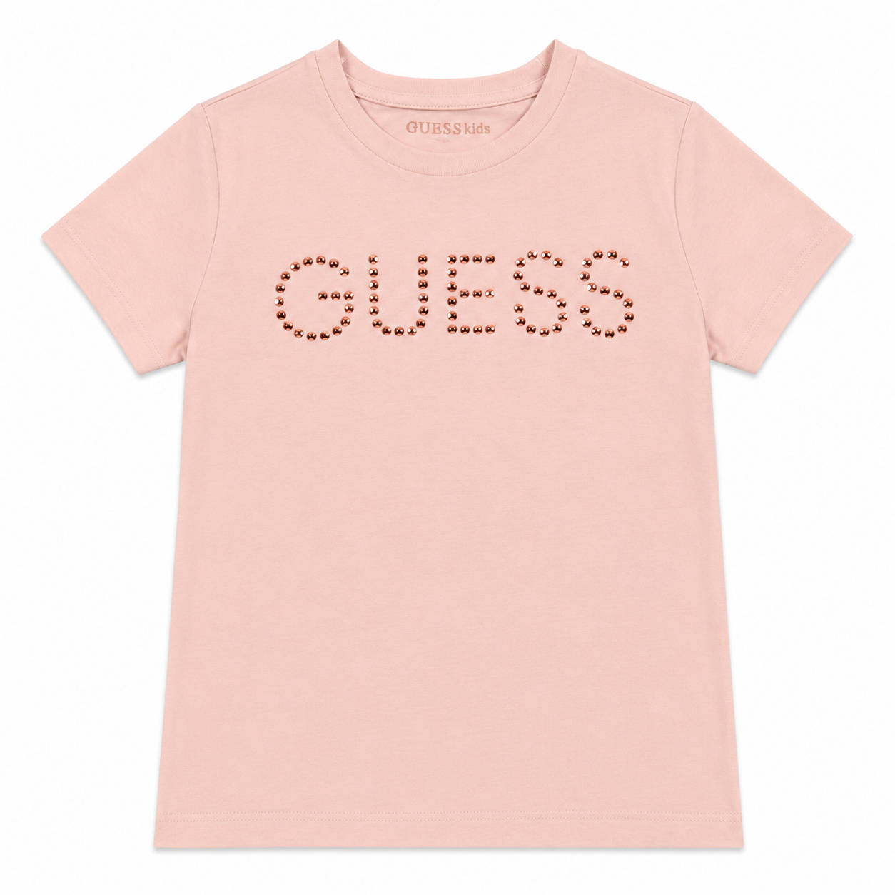 Polera Guess Con Brillos De Corazon Polera Rosa Con Logo Frontal De Brillos En Forma De Corazón - Imagen 1