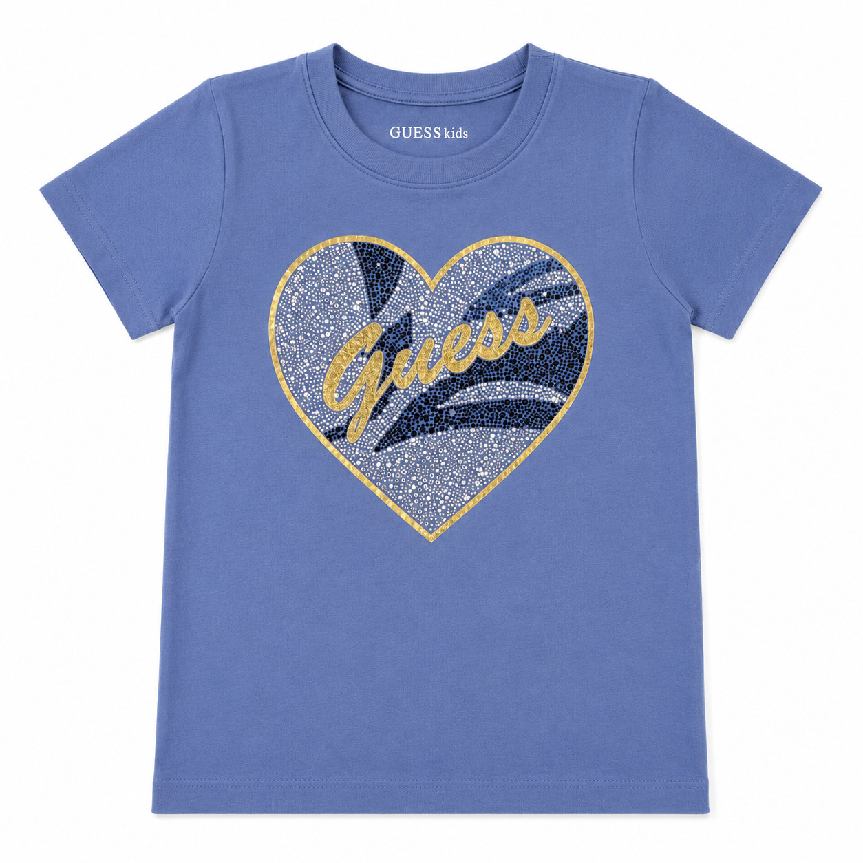Polera Guess Con Corazon de Brillos Polera Azul Opaco Con Corazón De Brillos - Imagen 1