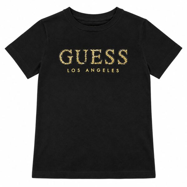 Polera Negra Con Logo Frontal De Pedrería Dorada