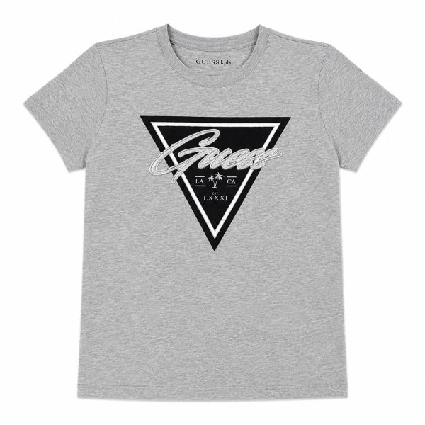 Polera Gris Con Logo Frontal Negro - Blanco