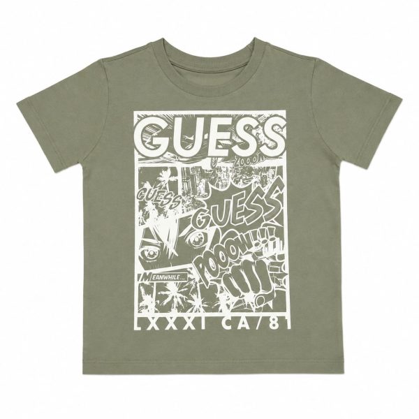 Polera Verde Oliva Con Estampado Blanco