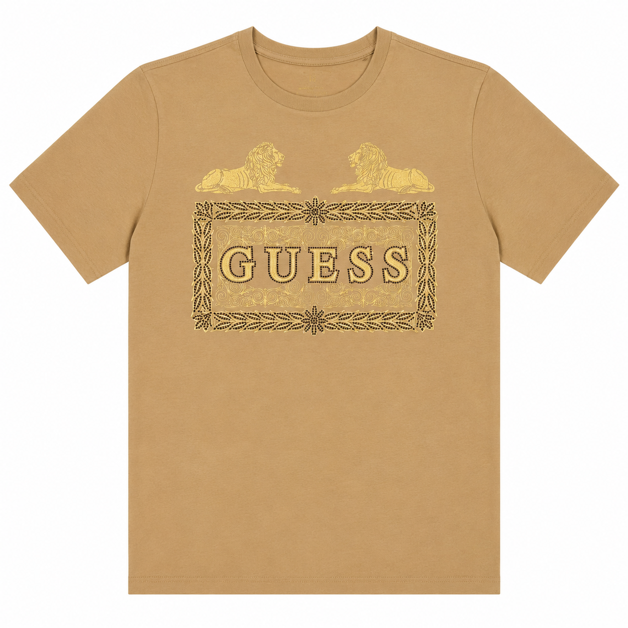 Polera Guess Logo Leones Polera Leones Camel detalles Dorados - Imagen 1