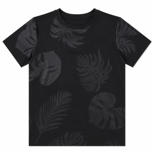 Polera Negra Con Hojas Sobre Tono