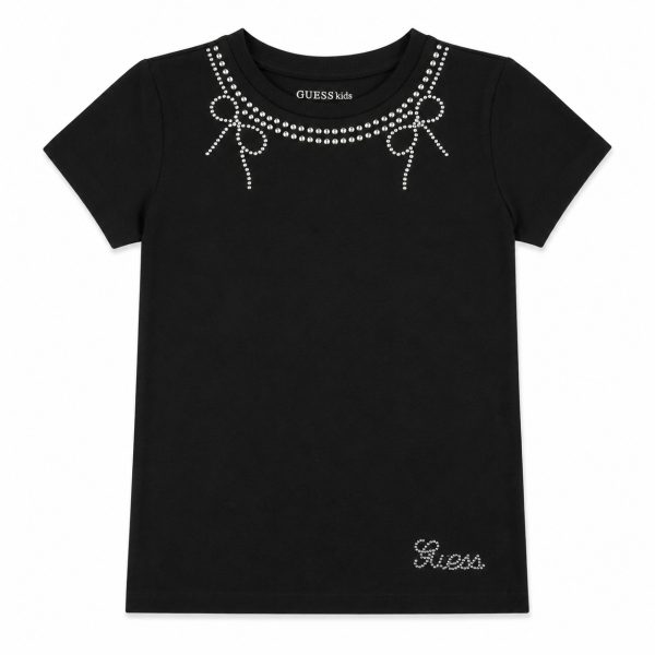 Polera Negra Con Strass En El Cuello
