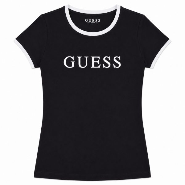 Polera Negra Con Detalles Blancos