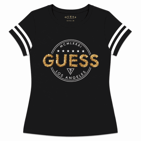 Polera Negra Con Detalles En Blanco-Dorado