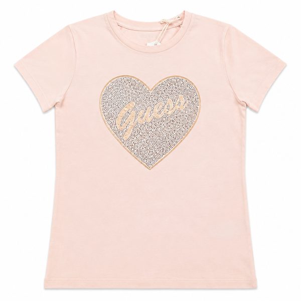 Polera Palo Rosa Con Corazón De Brillos