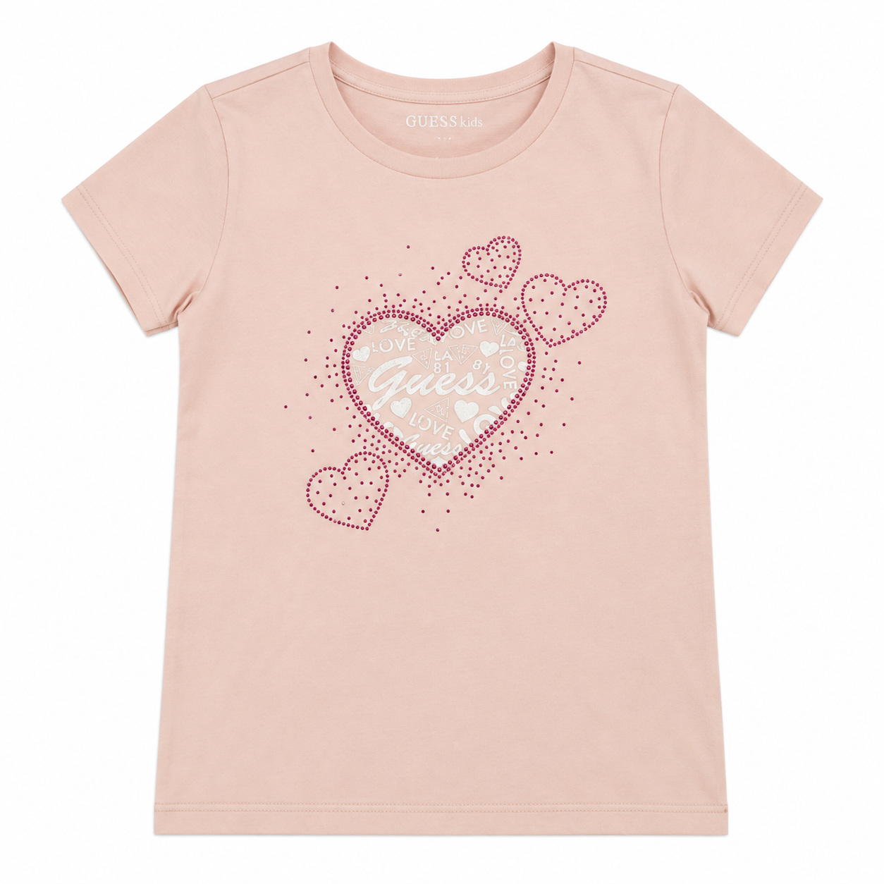 Polera Guess Rosa Con Brillos Polera Rosa Con Corazones De Brillos - Imagen 1