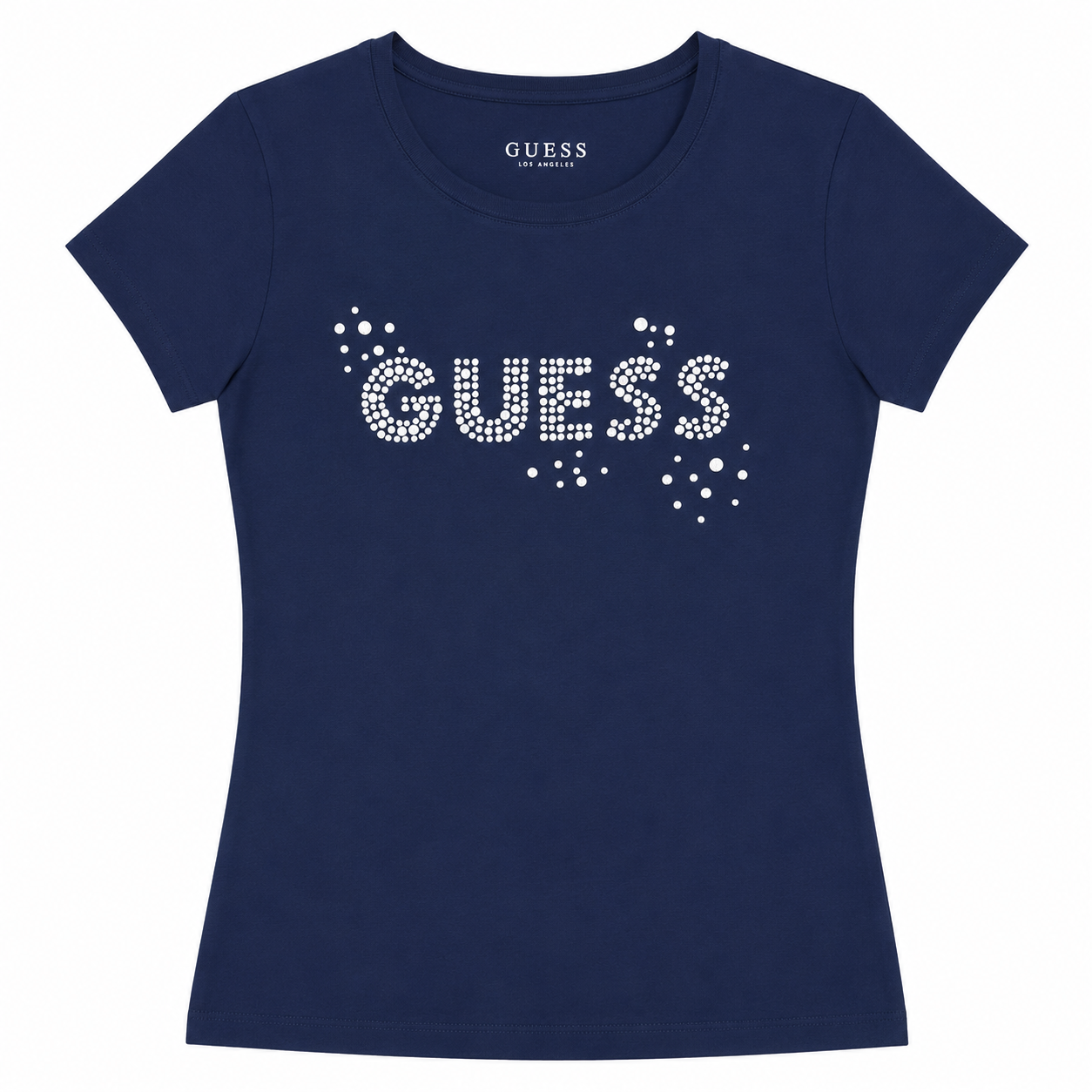 Polera Guess azul con logo en cristales Polera Azul Con Logo En Brillos Esitilo Cristales - Imagen 1