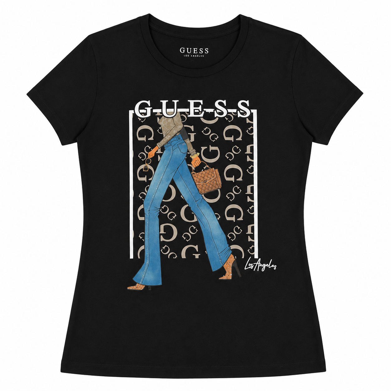 Polera Guess negra con Logo de cuerpo Polera Negra Con Monograma Y Logo De Cuerpo En El Centro - Imagen 1
