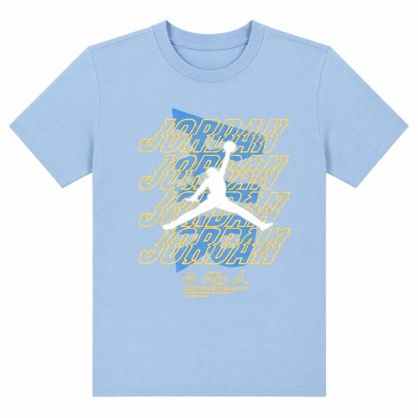 Polera Celeste Con Detalles Amarillo-Blanco