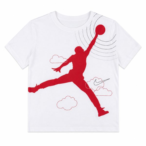Polera Blanca Con Diseño Frontal Rojo