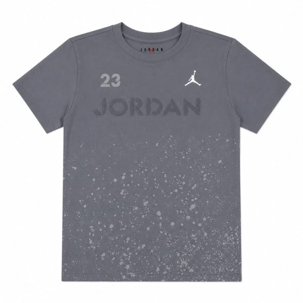 Polera Gris Con Detalles Engomados Y Manchas