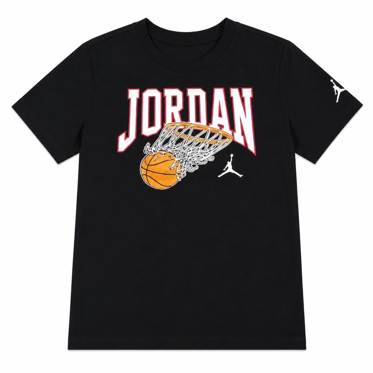 Polera Jordan Negra Polera Negra Logo Frontal Aro De Basquetbol - Imagen 1