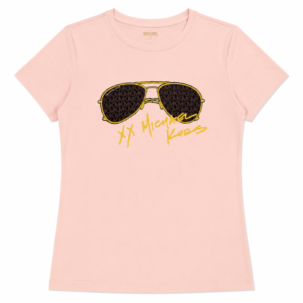 Polera Rosada Con Logo De Lentes Marron