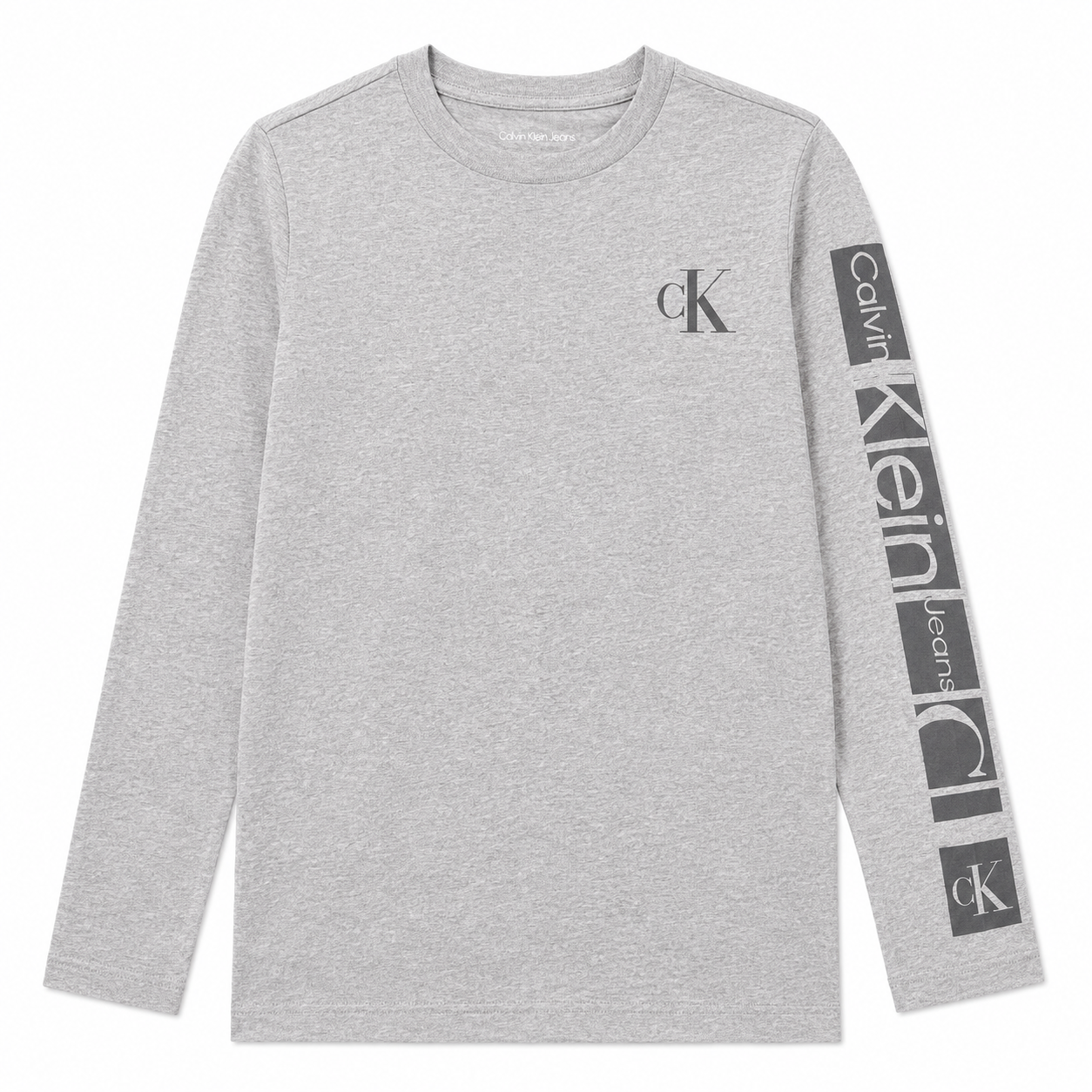 Polera Manga Larga Calvin Klein Polera Manga Larga Gris Con Logo En Manga - Imagen 1